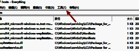 点击Everything软件工具菜单栏