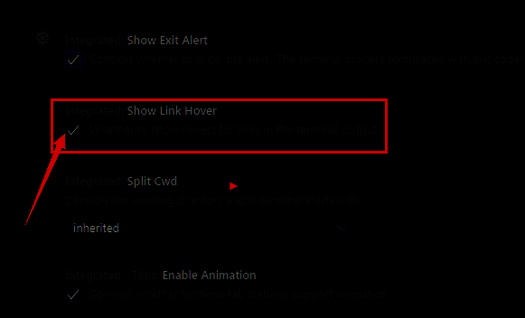 取消 Show Link Hover 勾选框的图片