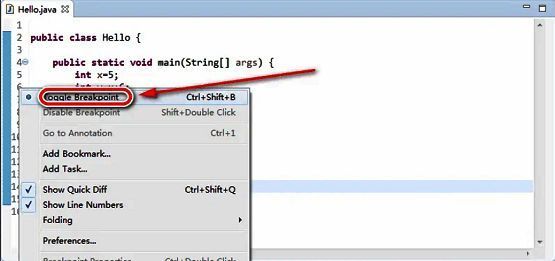 Eclipse 设置断点界面图