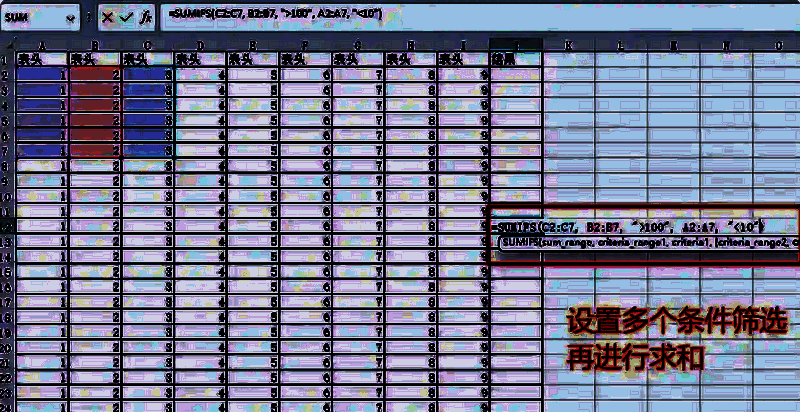 SUMIFS 函数操作示例图