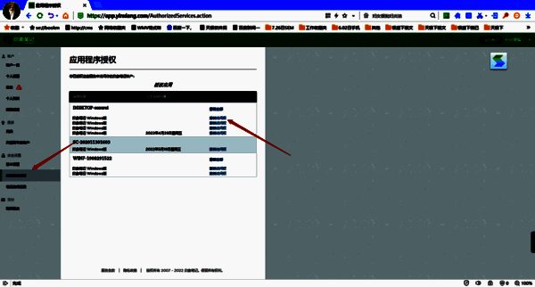 应用程序授权界面撤销访问权选项