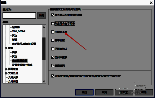 勾选匹配大小写复选框的界面截图