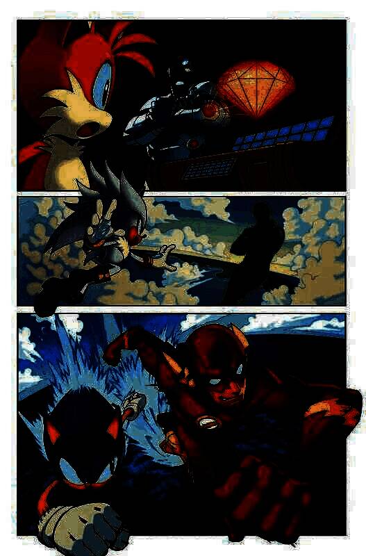 《正义联盟》与《刺猬索尼克》漫画分镜画面中的竞速场景