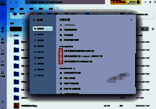 BT/磁力链接管设置页面选项勾选图