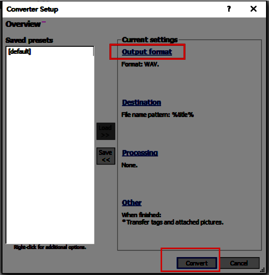 选择输出格式操作图片