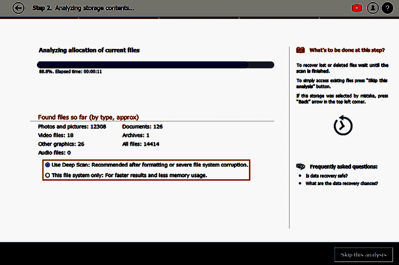 Raise Data Recovery软件选择扫描模式界面