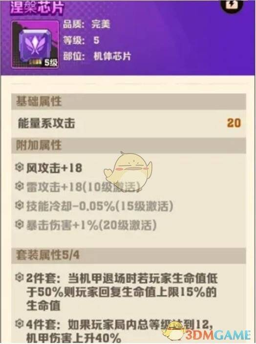 涅槃芯片套装属性说明图