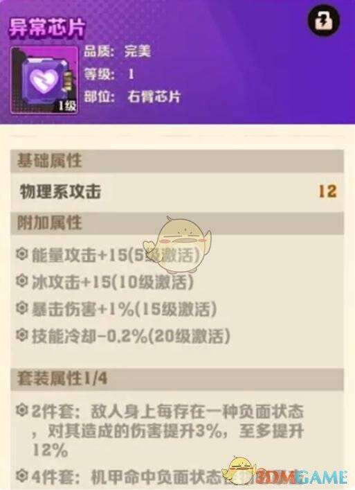 异常芯片套装属性说明图