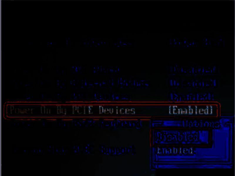 BIOS Power management 设置窗口 Wake up on LAN 项设置界面图片