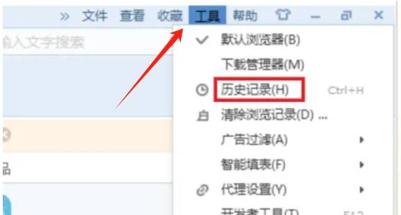 点击工具菜单中的历史记录选项图片
