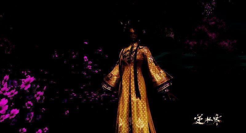 《逆水寒手游》裁花信拂新柳时装裁剪效果展示图