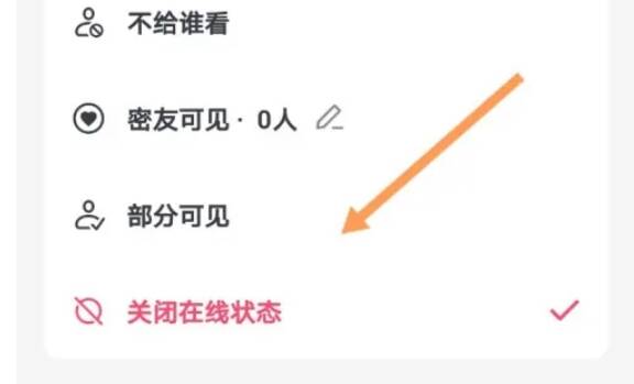 在线状态设置选项中的关闭在线状态