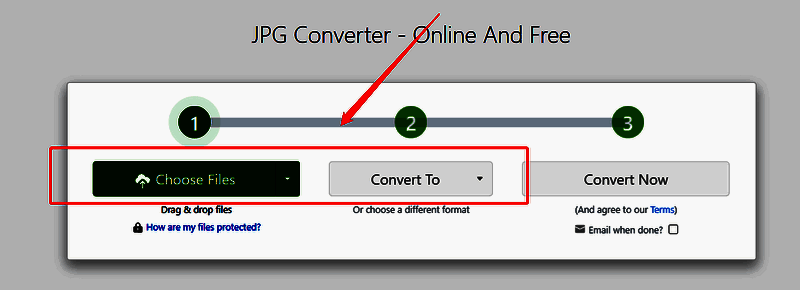 Zamzar在线转换工具上传图片并选择导出PDF格式界面