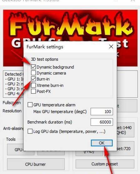 FurMark设置界面操作截图