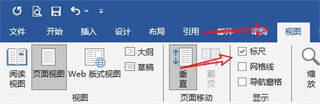 Word视图功能区标尺选项图