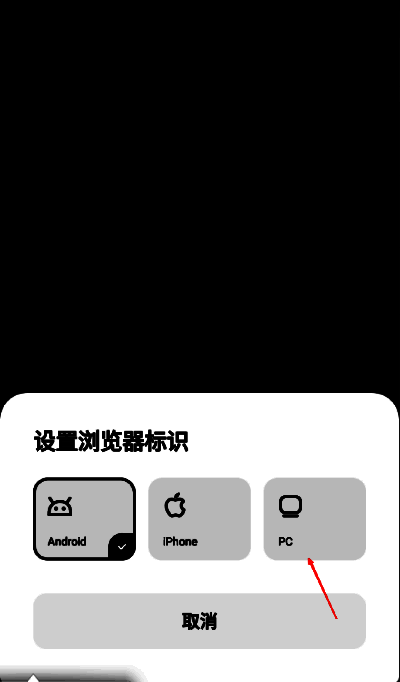 浏览器标识选择界面图