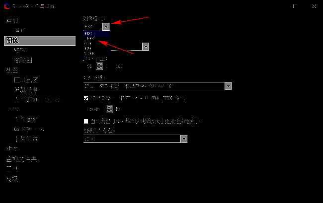 选择图像格式选项的界面图片