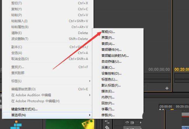 Premiere Pro软件常规选项界面图片