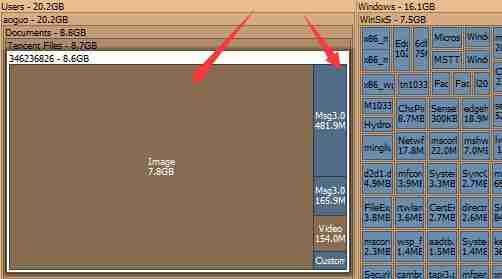 SpaceSniffer中文件夹和文件示例图