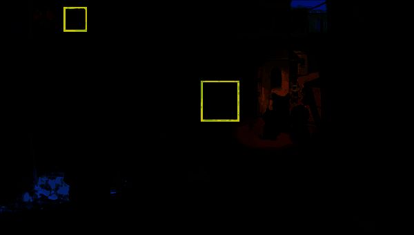 喷泉处窗户和木箱位置图