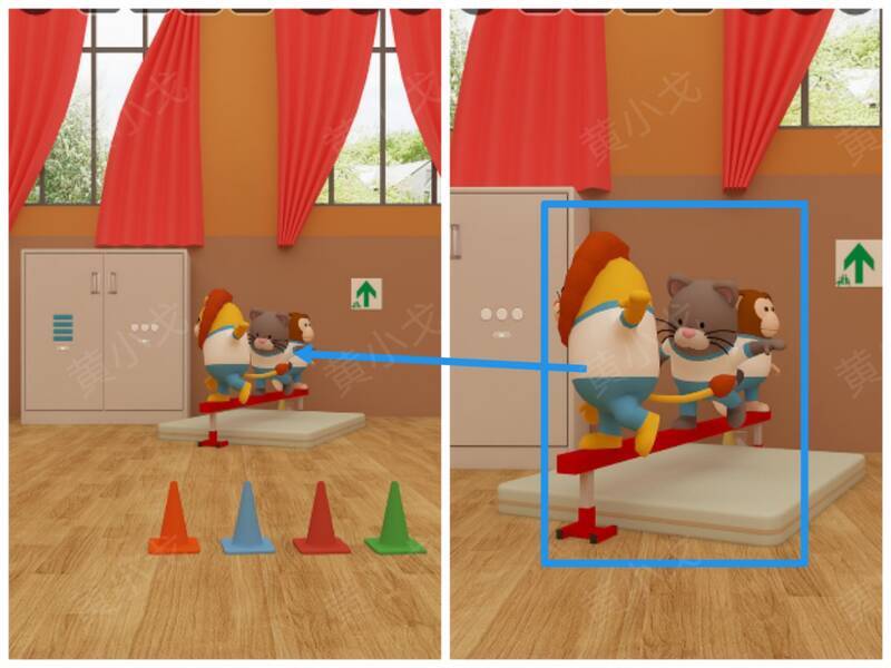 平衡木上动物图