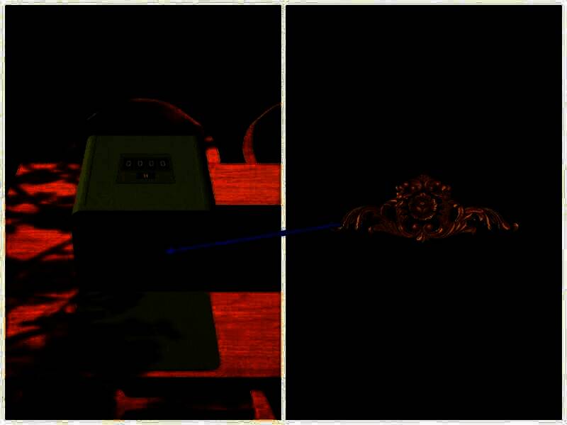 打开桌子左侧盒子获得金色饰品图