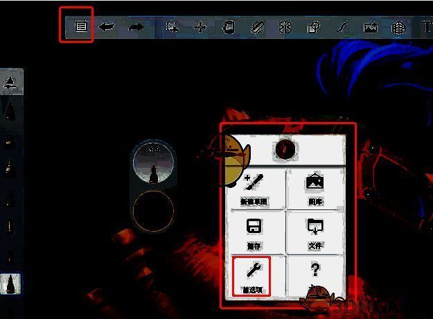 点击画布左上角设置示意图