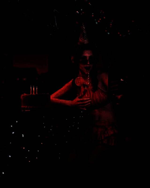 爱丽丝生日贺图，爱丽丝身穿粉色泳衣头戴生日帽