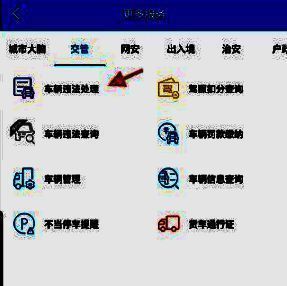 警察叔叔 APP 更多服务页面图,显示车辆违法处理选项位置