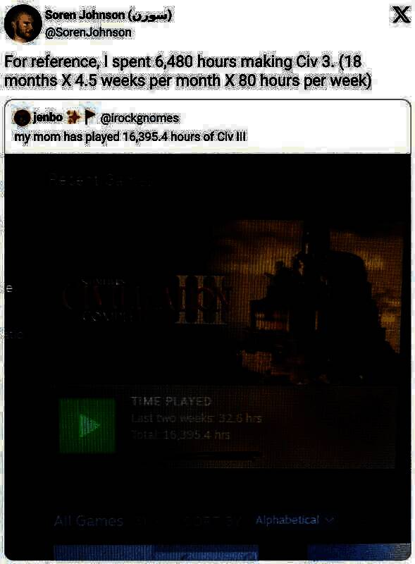 《文明3》开发团队相关反应画面