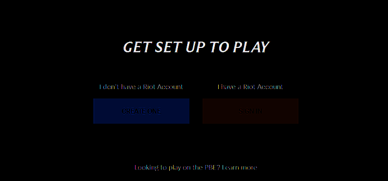 PBE美测服官网点击创建账户界面图