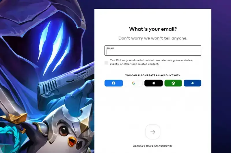 PBE美测服注册输入邮箱界面图