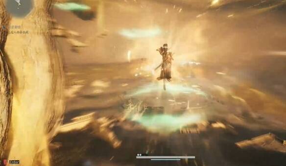 顺着绿色光圈跳跃靠近图