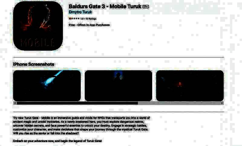 假冒《博德之门3》移动版应用程序相关图片