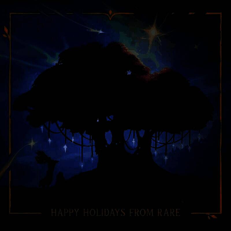 《Everwild》新艺术图，明亮天空下大树旁有人物和鹿状生物