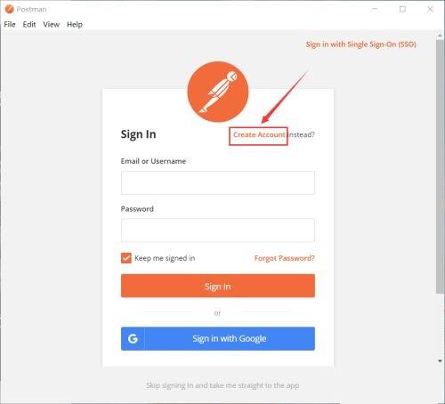 点击Create Account按钮界面图