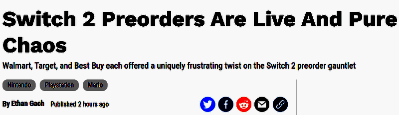 美国Switch 2预购页面卡顿相关画面