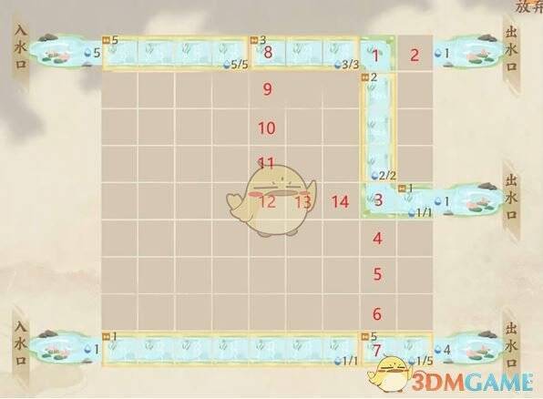 忘川风华录水沃西川识水疏流1 - 5放置弯道示意图