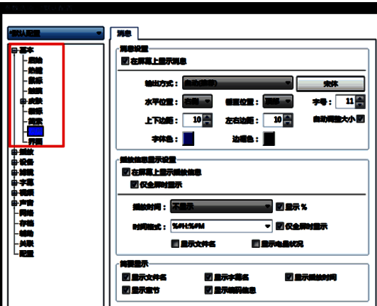 PotPlayer选项对话框消息设置位置图