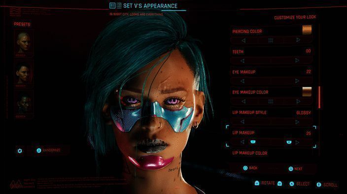 赛博朋克 2077 人物自定义选项展示