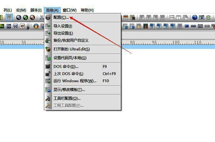 选择UltraEdit配置选项的界面图