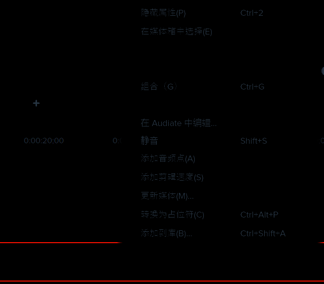 Camtasia音频轨道右键菜单界面图