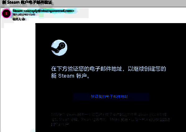 Steam邮箱验证邮件