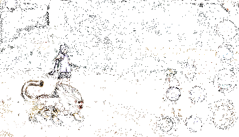 笕堇与通灵兽幼体鵺战斗画面