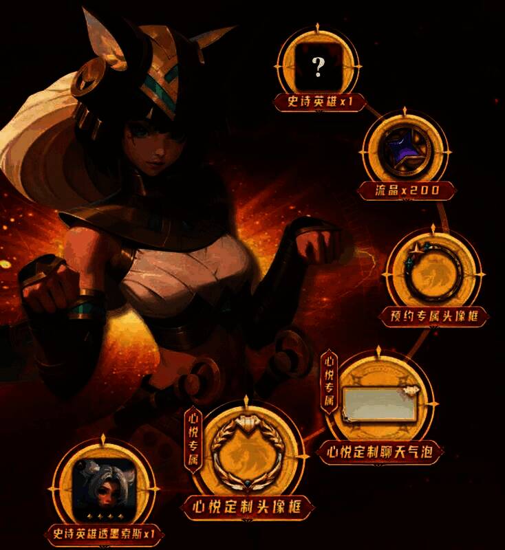 预约礼包领取界面,展示预约成功后可领取的限定道具与资源