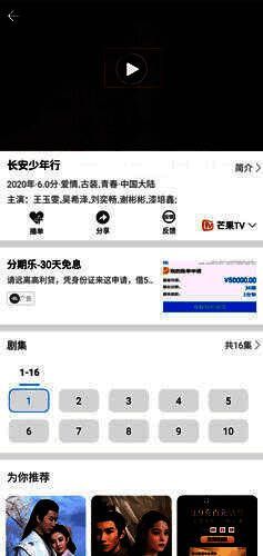 视频播放开始界面,显示播放按钮与影片封面
