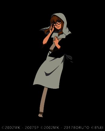 药师野乃宇手持药剂，身着神秘服饰，准备施展技能