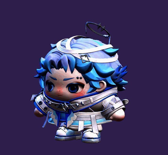 小天使银蓝外观展示，淡蓝色装扮搭配星辰光环