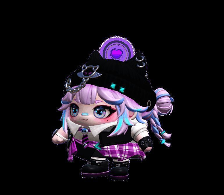 小恶魔星紫外观展示，黑色针织帽与挑染发辫尽显个性