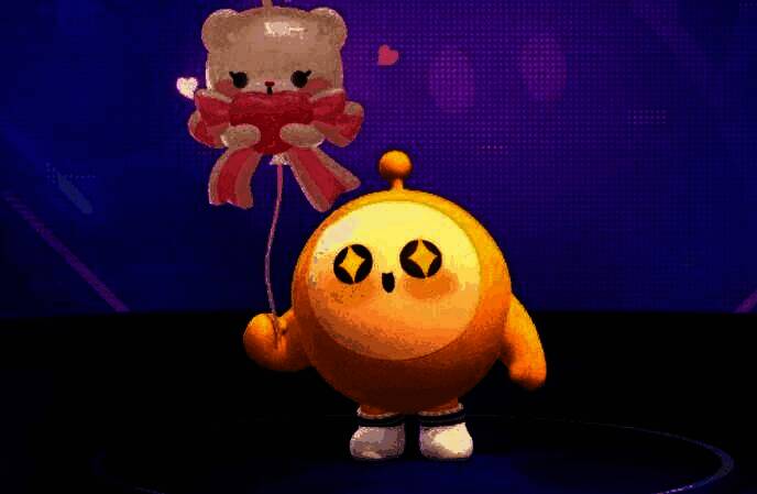 气球互动场景图，两人靠近时气球自动贴合